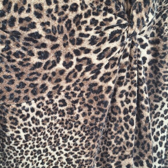 Cache Leopard Print Bodycon Dress Made in USA Large Lined Stretchy Long Sleeves - Picture 6 of 16